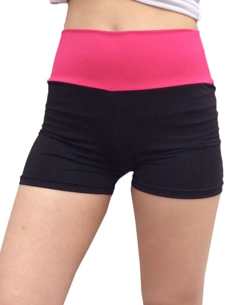 

Womens Summer High Elastic Booty Shorts Patchwork Color Yo-ga Sports Bikers Shorts Fitness High Quality Short Mujer 2019 New