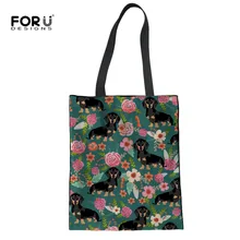 FORUDESIGNS/черная такса многоразовые холщовые Сумки для дам, большая многоразовая сумка для покупок, для женщин, для ежедневного использования, тканевые сумки