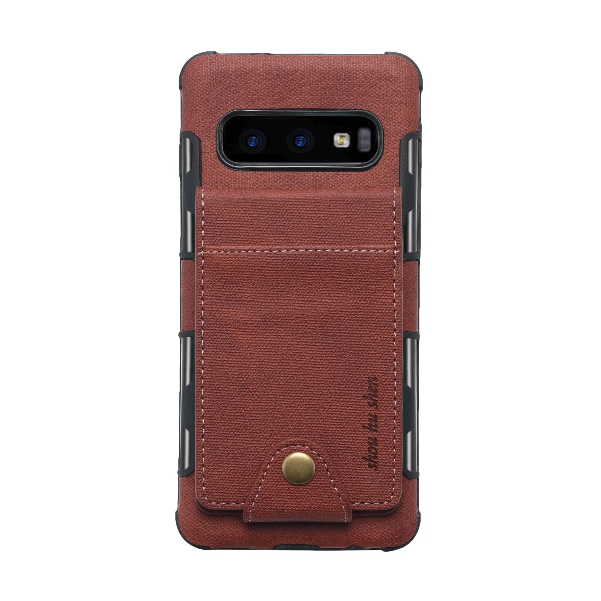 Для samsung Galaxy S10 Plus роскошный холст переворачивать на две карты Чехол-портмоне с держателем для карт чехол для телефона для samsung S10e S10 Lite чехол Fundas - Цвет: Brown