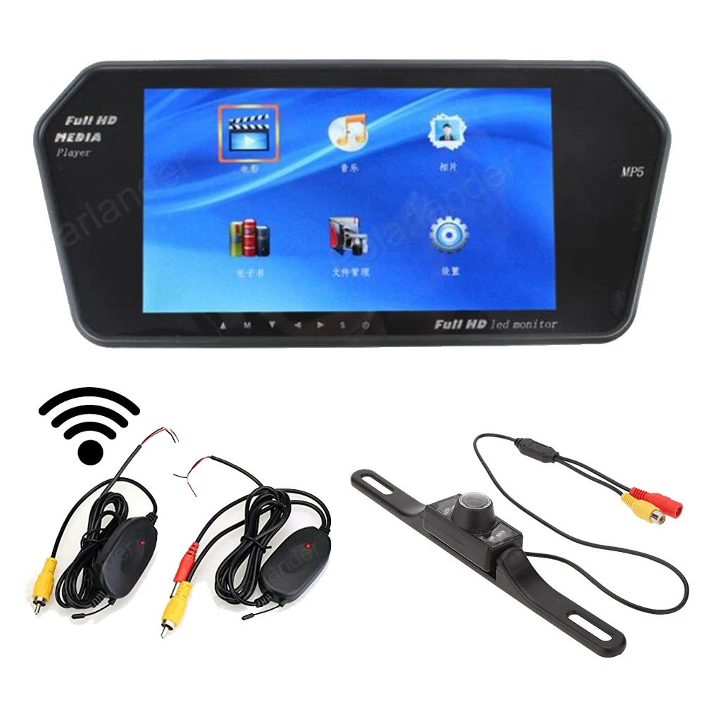 7 inch tft bluetooth wireless car mirror monitor mp5 7 led night