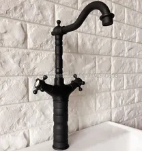 Basin Faucets Black Bathroom Sink Mixer Deck Mounted Double Handle Single Hole WC Bathroom Faucet Brass Hot and Cold Tap Knf345 zgrk deck mounted antique brass faucet single hole dual handle bathroom faucets basin mixer tap