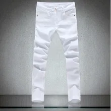 Высококачественные лоскутные джинсы мужские новые дизайнерские обтягивающие белые брюки эластичный джинсовый комбинезон Slim Fit Повседневная мужская одежда