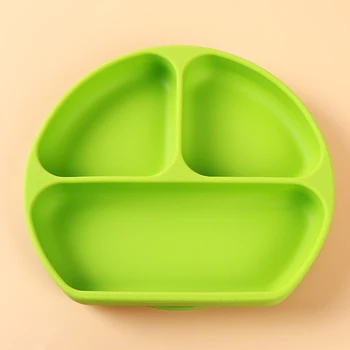

Baby Dishes Children's Creative Durable Section Smiling Silicone Plate With Suction Cup Strong Sticky Divided Food Plate