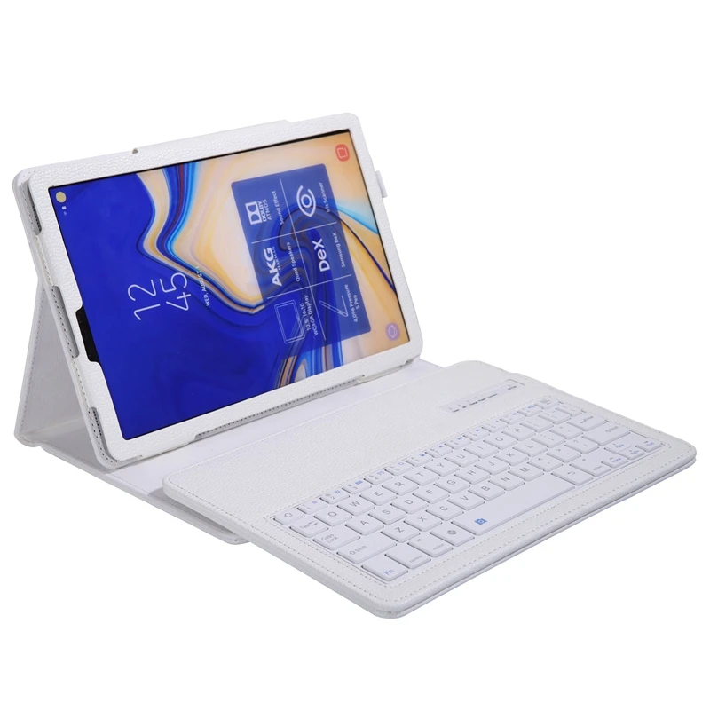 Чехол Lychee с клавиатурой для samsung Galaxy Tab S4 10,5, модель Sm-T830/T835/T837, тонкий легкий Чехол-подставка со съемной крышкой - Цвет: White