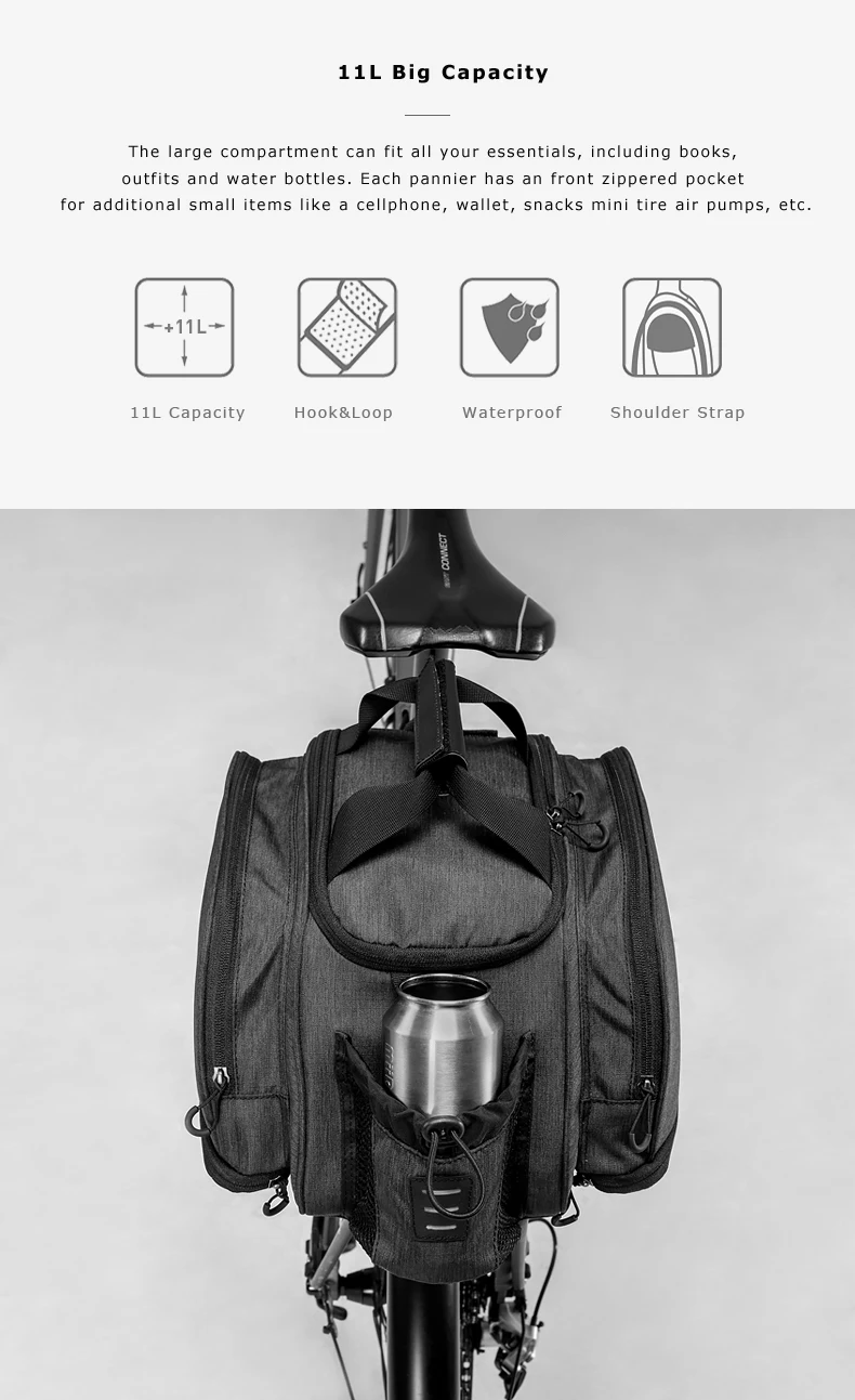 11Л ROSWHEEL 141472, сумка для горной дороги, велосипеда, велосипеда, заднего сиденья, стойки для багажника, сумка для переноски, сумка через плечо