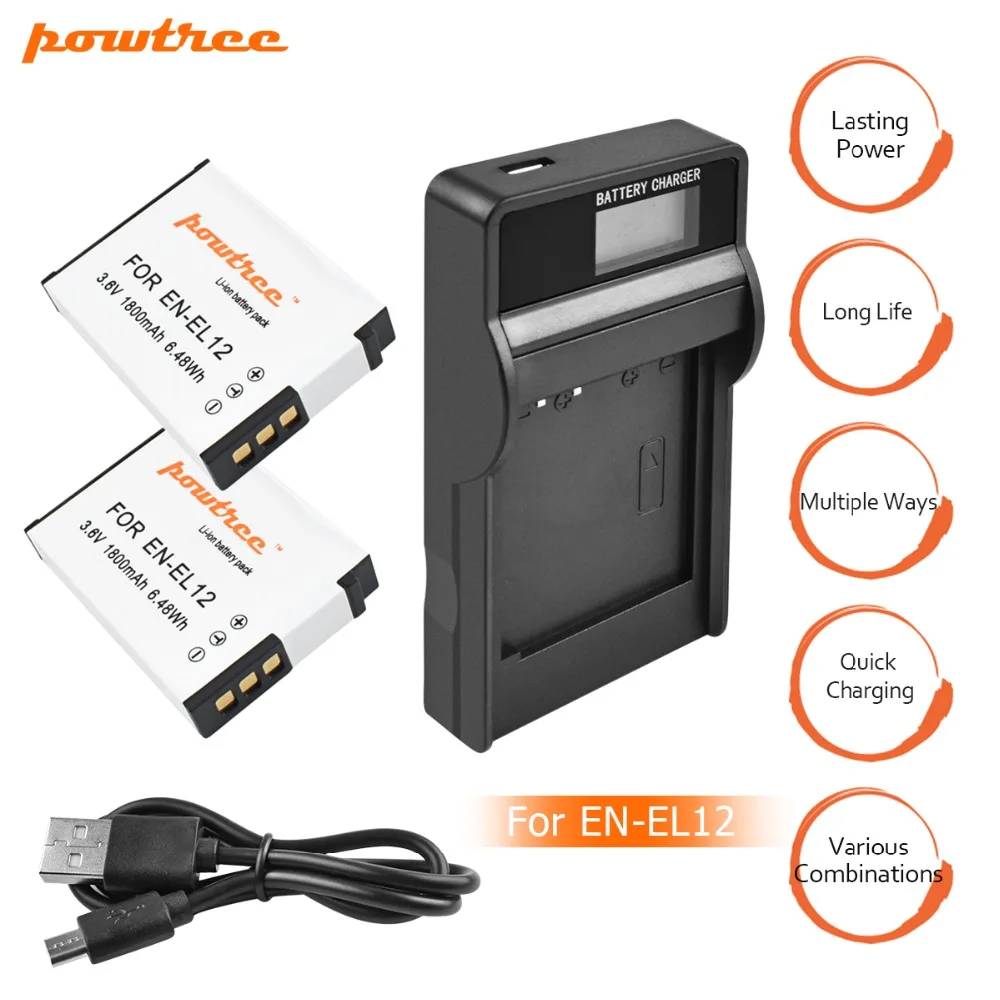 

2X EN-EL12 ENEL12 EL12 Battery+Battery Charger LCD for Nikon Coolpix S9700 S9500 S9400 S9300 S9100 S8200 S8100 S8000 S6300 L15