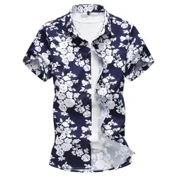 2018 летние мужские модные мужские рубашки с коротким рукавом Цветочный повседневный дизайн с коротким рукавом топы мужские высокого