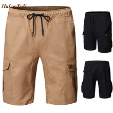 HuLooXuJi мужские Летние Шорты повседневные для мужчин однотонные с эластичной резинкой на талии верхняя одежда карго шорты пляжное платье Размер США: S-2XL