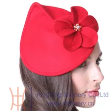 Free Shipping Women Fascinator Hats Party cocktail Hair Accessories Red Fascinator Headband Wool Red