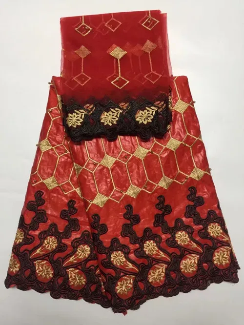 2017 high quality latest African lace 5yds bazin riche getzner lace with 2yds blouse fabric for