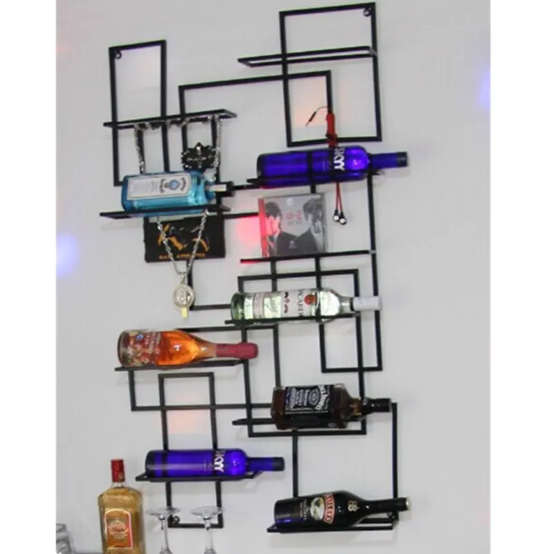 

Wall Mounted Metal Wine Rack Rack Display Storage Handcraft Iron Craftwork Wine Holder Home Decor L3122