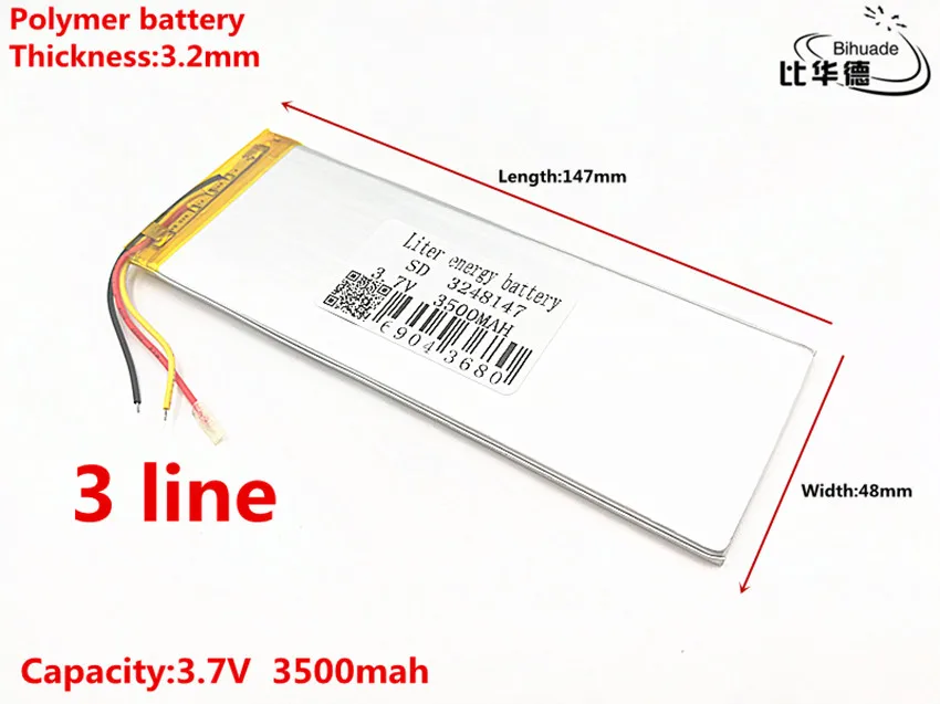 Хорошего качества 3 провода Упаковка универсальных батареек для " Irbis TX69 TX77 TX17 3g Tablet внутренняя 3248147 3500 мАч