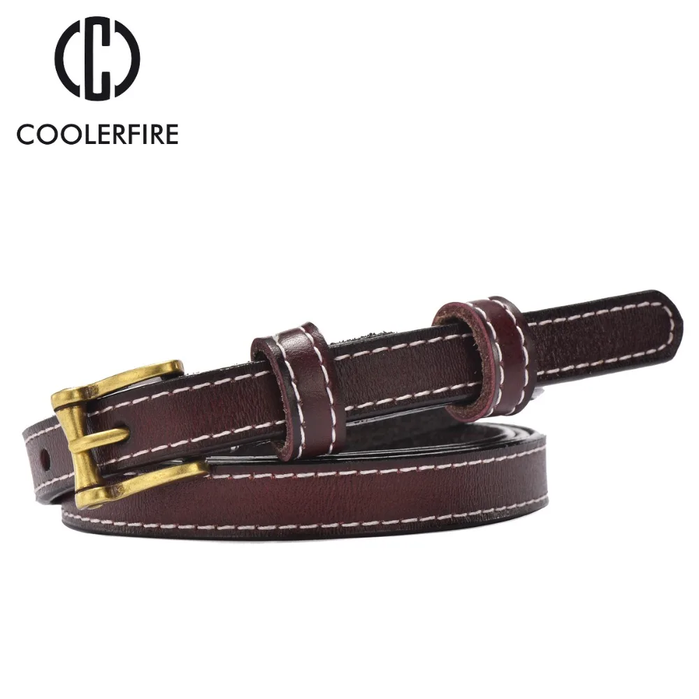 

Skinny thin belt for women dress all mathched fashion genuine leather women's belt fashion 2017 high quality belts WH007