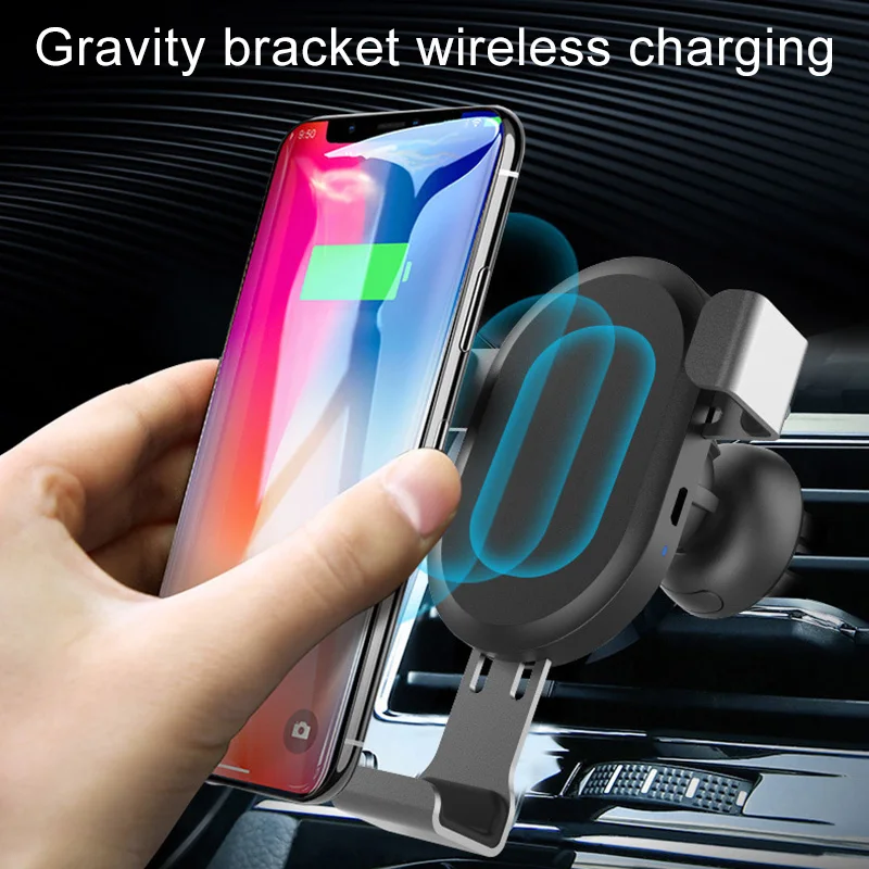 Wireless QC 3.0 Quick Charge Magnetic Clamp Phone Holder Car Charger Mount Stand M8617