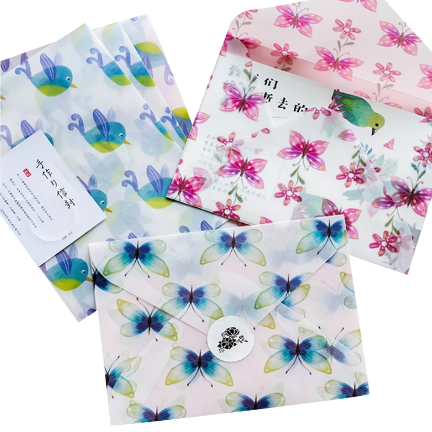 3 шт./упак. красивая бабочка и птица серии окна конверт для подарков ПВХ Подарочный чехол сумка Свадебные конверт для приглашения