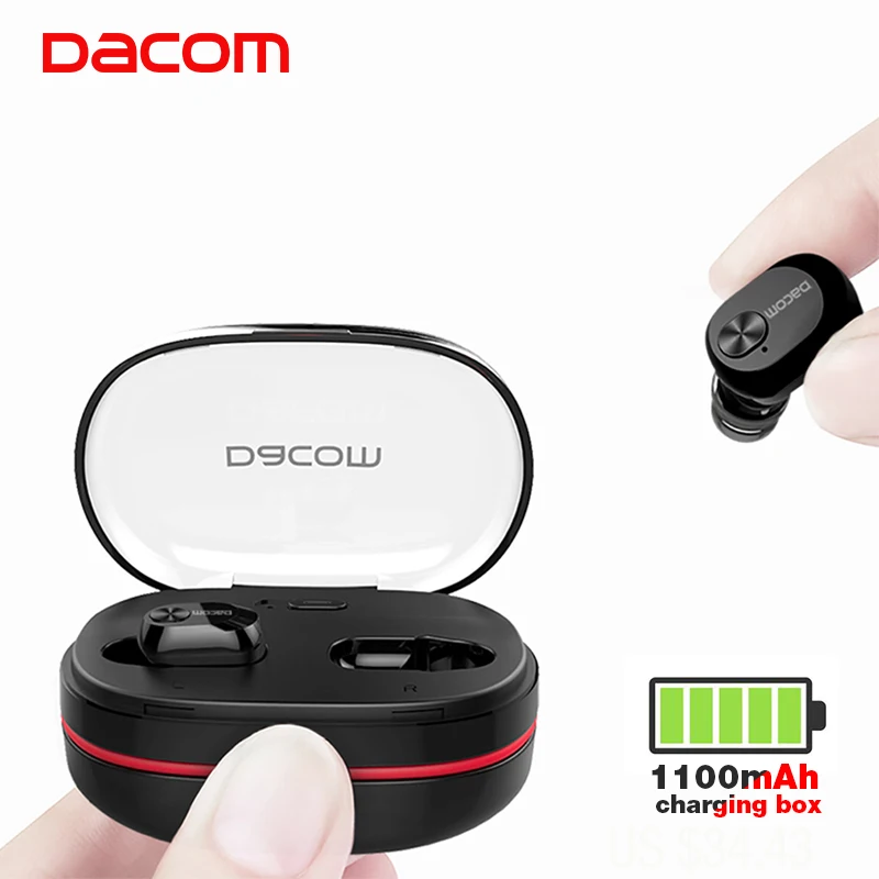 Dacom K6H TWS True Wireless Earbuds Earphones Mini Twins Headset Stereo Bluetooth Earphone Wireless Headphones with 1100mAh Box