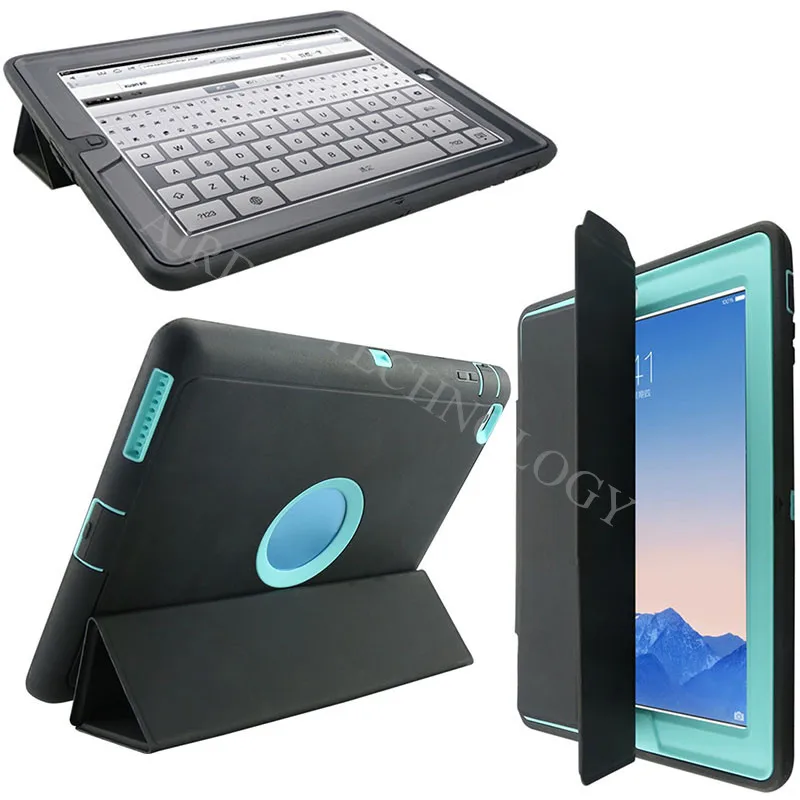 

Smart Cover for 2 3 4 Armor Shockproof Leather Magnetic Stand Case with Wake/Sleep Function