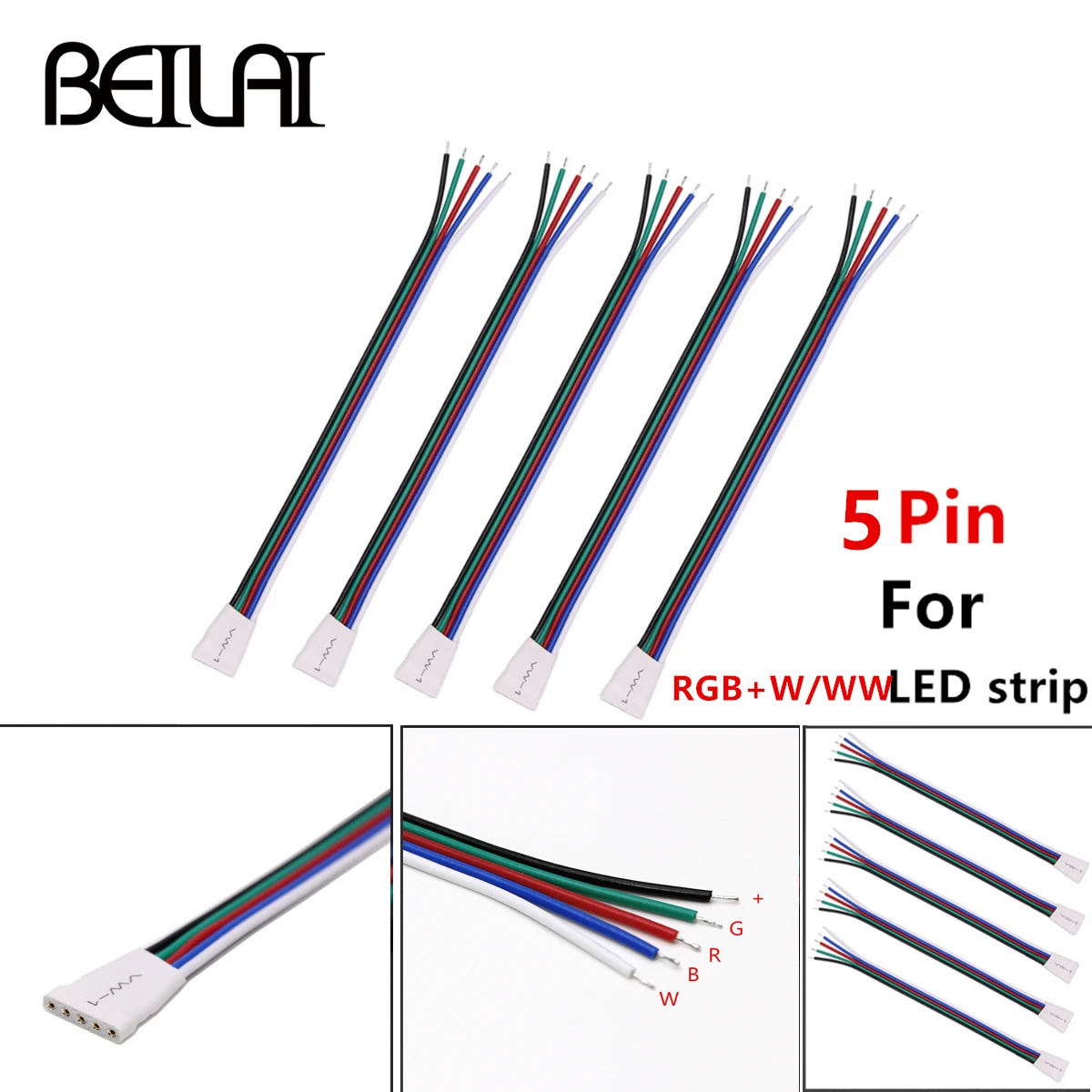 4pin RGB Светодиодная лента 5pin добавить теплую белую светодиодную ленту Разъем