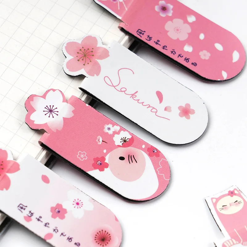 

3 pcs/lot Cherry Cat Bookmark Cute Magnetic page holder Gift Stationery Gift Book Marker office school Supplies marcapaginas