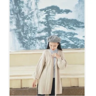 Knit Cardigan V-Neck Fashion Autumn And Winter Sweater 2019 New Winter Ladies Cardigan Loose Mid-Length Sweater AS115