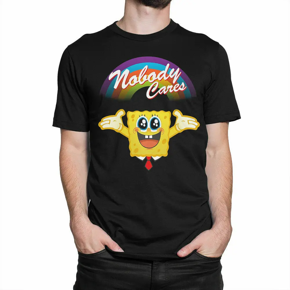 

Spongebob 'Nobody Cares' Funny T-Shirt, Sponge Bob Square Pants Tee Us Summer 2019 Cotton Men Fashion Summer Style