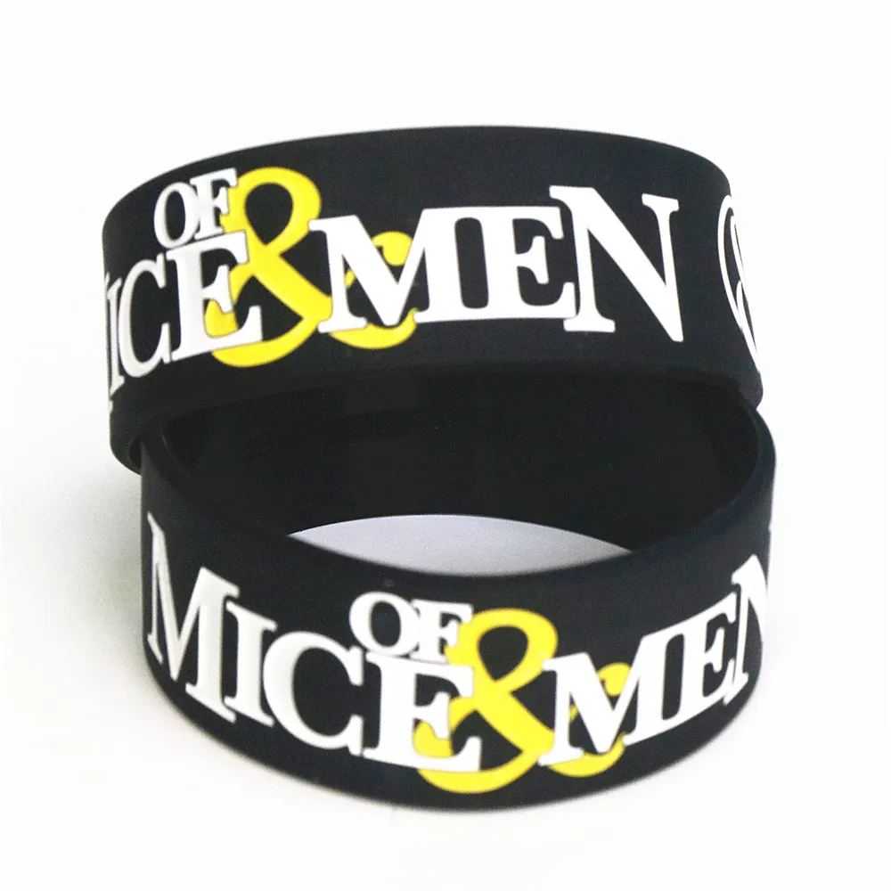 Fashion 25PCS Black Color OF MICE & MEN Silicone Wristband Wide Debossed Rubber Bracelet& Bangles Gifts Wholesale SH089