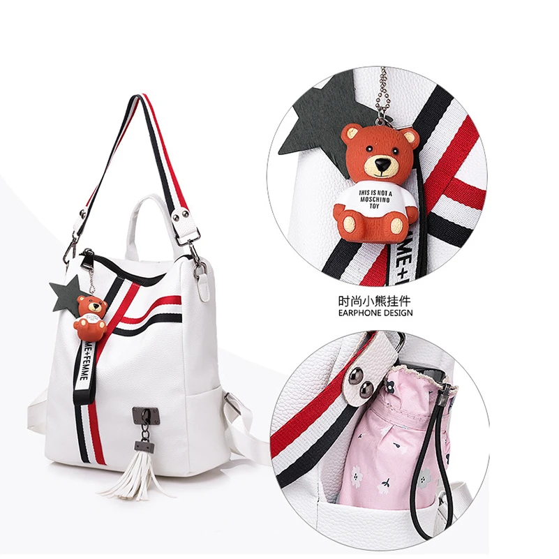 Nevenka Women Leather Backpack Fashion School Bag for Girls Zipper Backpack with Tassel Anti Thief Backpacks Female Travel Bags22