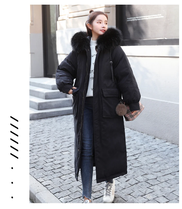 AYUNSUE Parkas Mujer Long Winter Jacket Women Coat Korean Parka Fur Collar Large Size warm padded womens jackets KJ2471