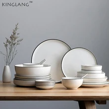 KINGLANG 2 человека/6 человек наборы керамической посуды японский цветочный дизайн керамические чаши Длинные суши большая чаша набор посуды