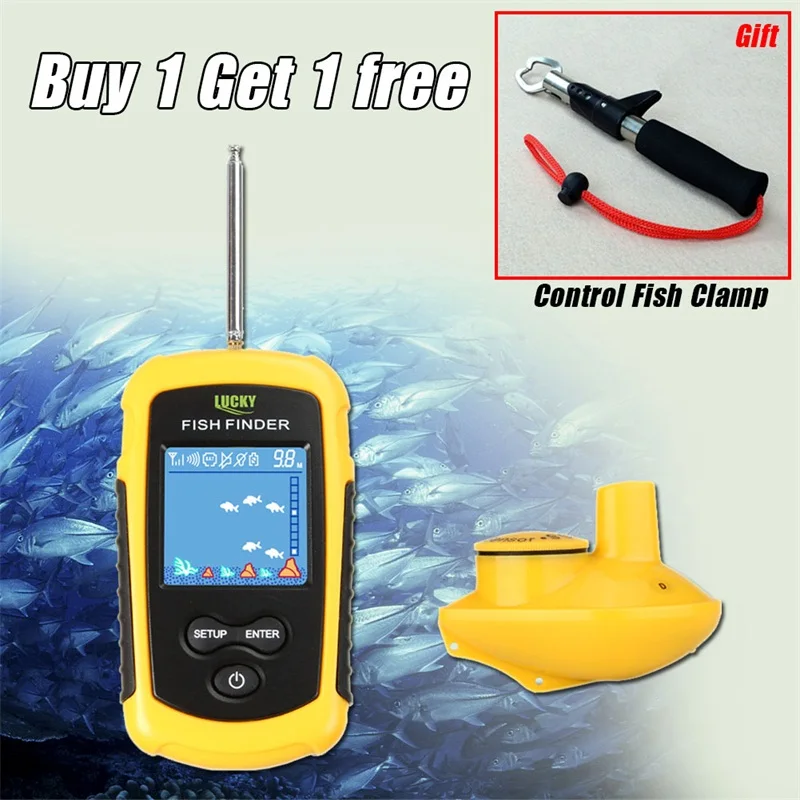 

Lucky Wireless Fish Finder Sonar Fishing Lure 120M Fish Icon Display w/ Sonar Echo Sounder fishing Alarm RL49-0065 FishFinder