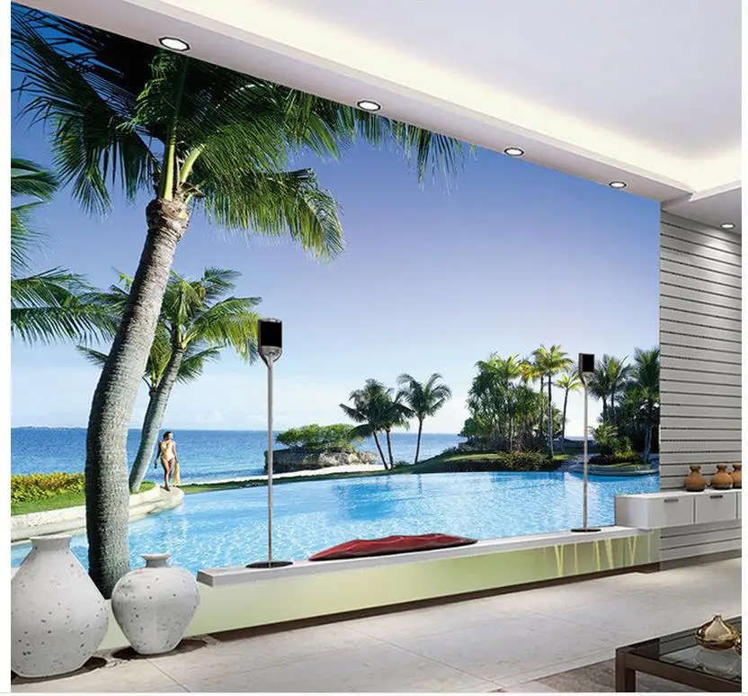 3d landscape wallpaper Home Decoration Pool Villa 3D backdrop