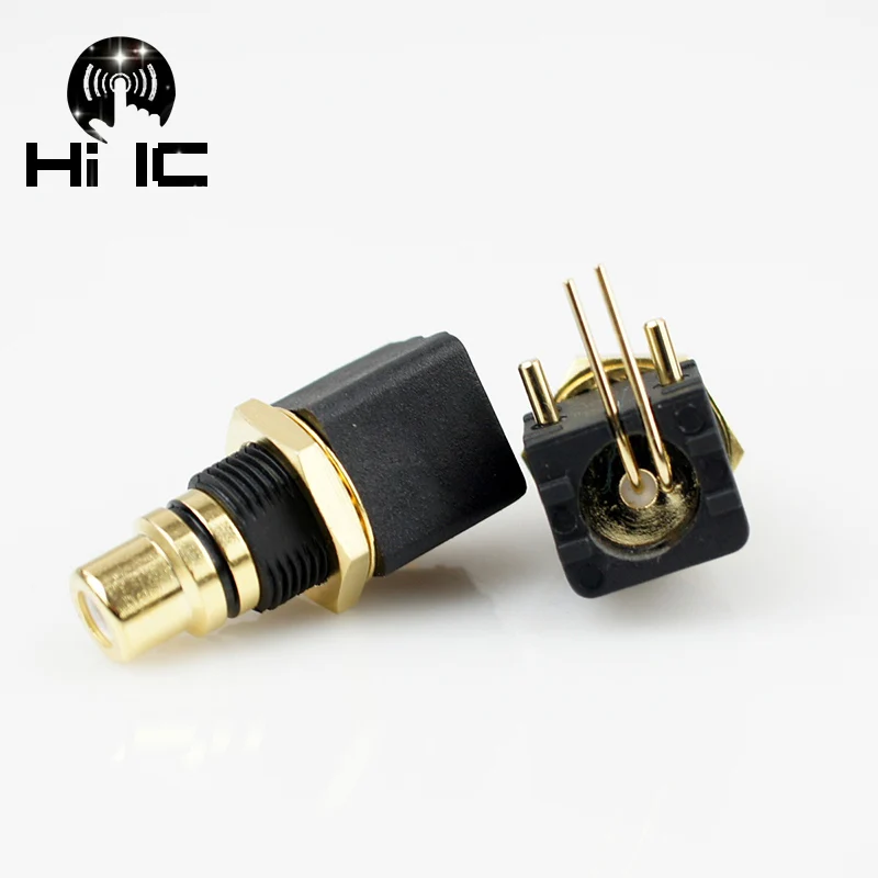 2 шт. HIFI медь позолоченный RCA терминал Женский Джек гнездо разъема ПП аудио терминал штекер 90 градусов сварочная пластина