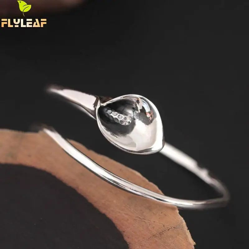 Beste Flyleaf 925 Sterling Zilveren Vintage Calla Lelie Bloem open Armbanden en Armbanden Voor Vrouwen Fashion Lady Sterling zilver sieraden
