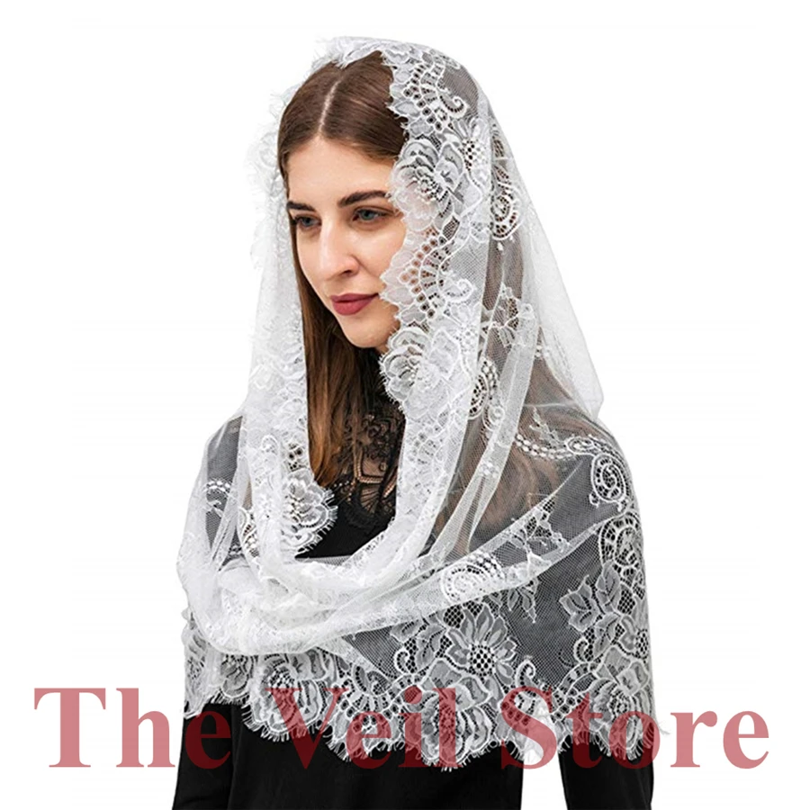 Black rectangle lace veils And mantilla Catholic scarf latin headcovering RBNL 