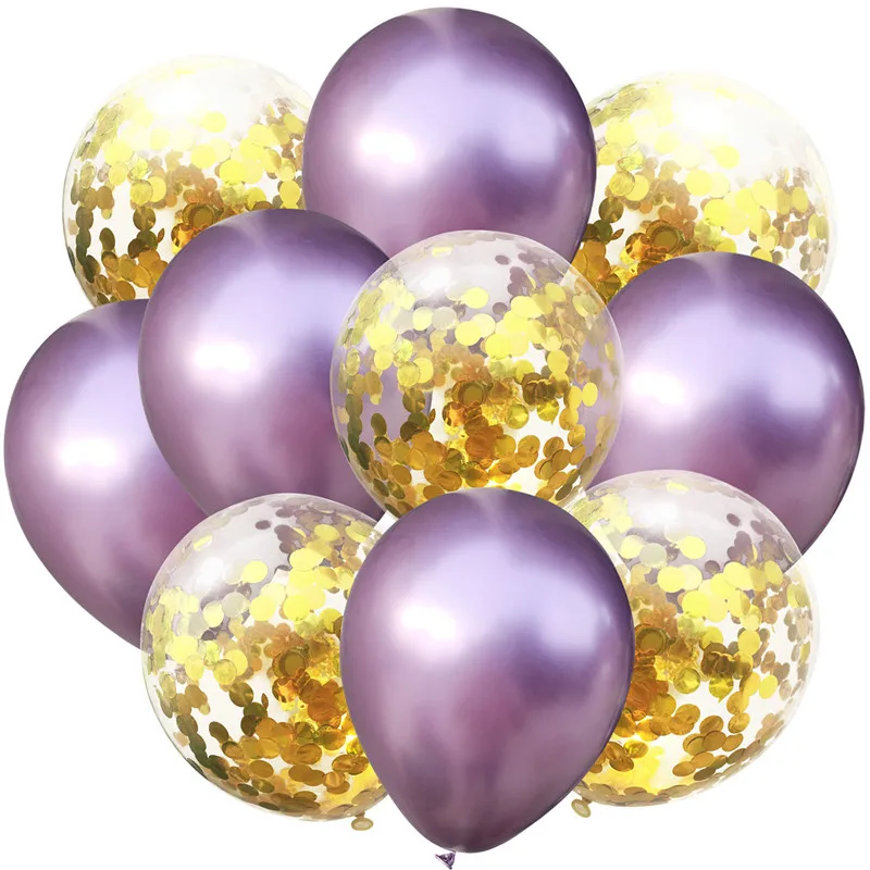 10 шт. металлические шары золотые конфетти латексные шары украшения для дня рождения для детей и взрослых воздушные шары для свадебной вечеринки - Цвет: Светло-желтый