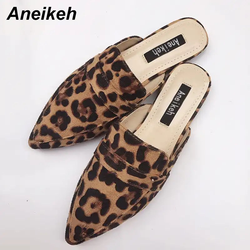 animal print flat mules