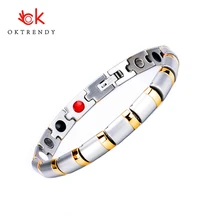Oktrendy Magnetic Silver Gold Plating Stainless Steel Bracelet For Women Friendship Bracelets With Germanium Bio Health Jewelry Oktrendy Magnetic Silver Gold Plating Stainless Steel Bracelet For Women Friendship Bracelets With Germanium Bio Health Jewelry
