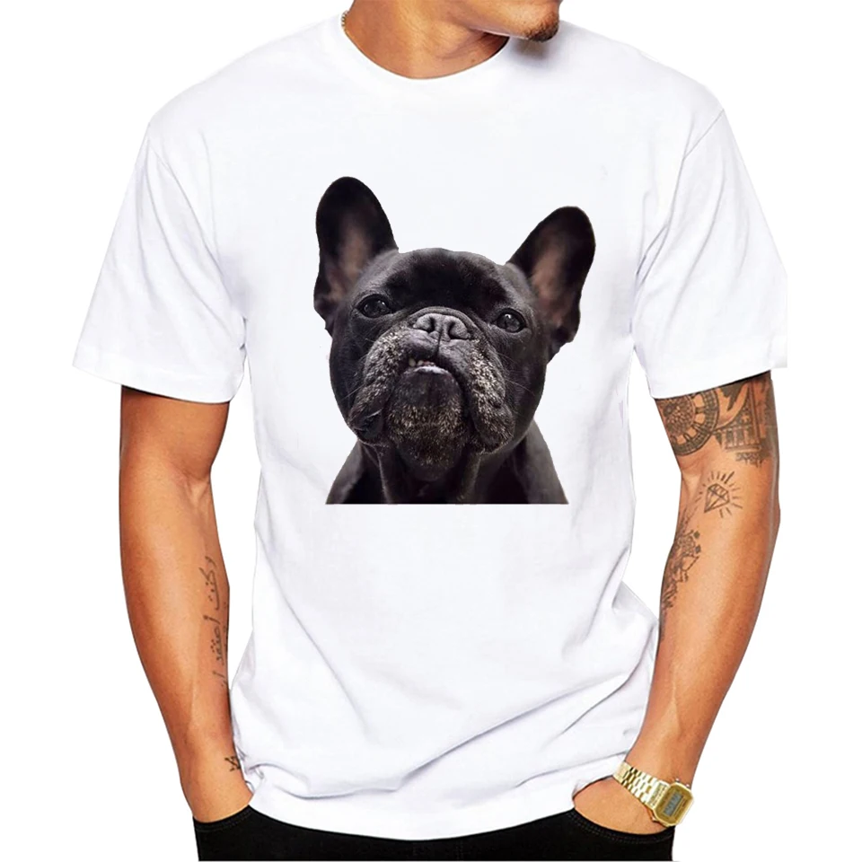 

TEEHEART 2017 New Funny Nerd Pug French Bulldog Print Men Gentle T shirt Summer Hipster Brand Animal Graphics Tees pb359