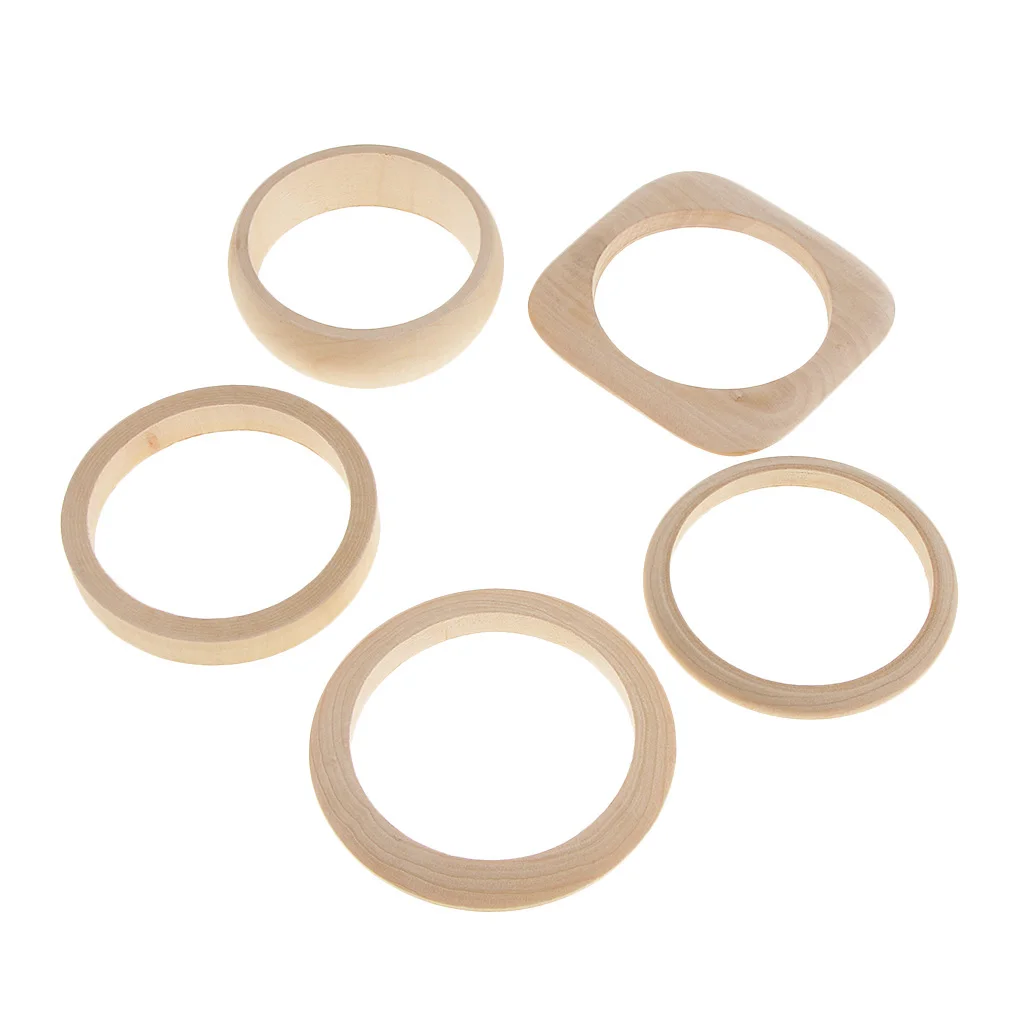 1 Set Natural Unfinished Assorted 11pcs Wood Cuff Bangle Geometric 8pcs Earrings Dangle DIY Craft Project Findings Kids Toy