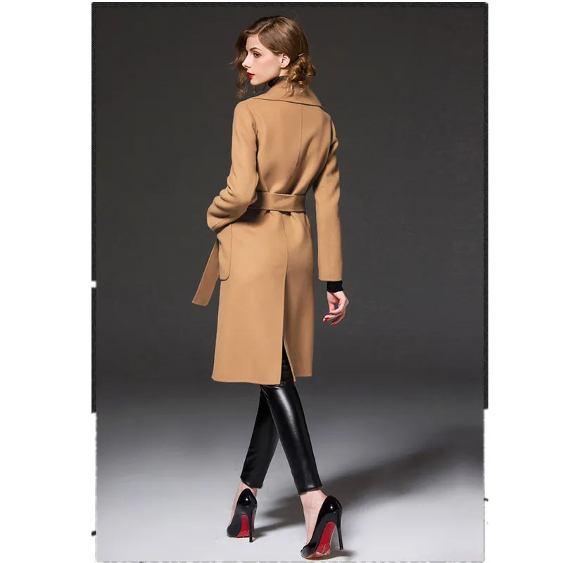 Cocon Manteau Type Femmes Haute Allongé red Ceinture Qualité khaki Élégant 2016 Black Automne De Wmwmnu Laine blue Mode Cachemire Couleur q7Cd7