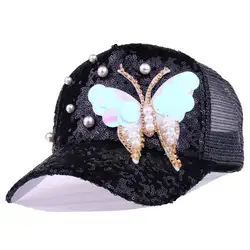 Новые модные женские туфли бабочки вышивка сетки Бейсбол Hat патч раскаты кружевные хлопковые летние дышащие Бейсбол шапки