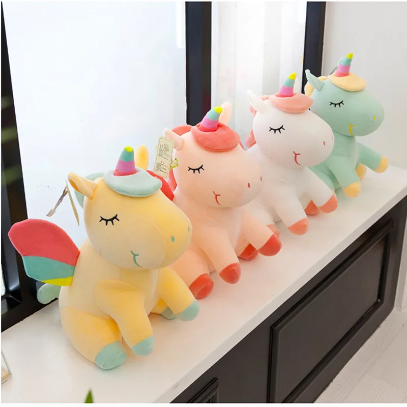 

25cm Rainbow Color Stuffed Plush Unicorn Animal Dolls Kawaii Peluch Pillow Cushion Anime Gifts Toys oyuncak for Kids Adults