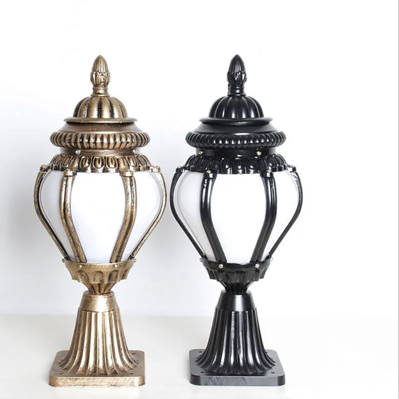 Goedkoop IP44 Europa outdoor pijler lichten hek tuin post lantaarn school yard kolom licht E27 AC85 265v decoratie chapiter lamp beha