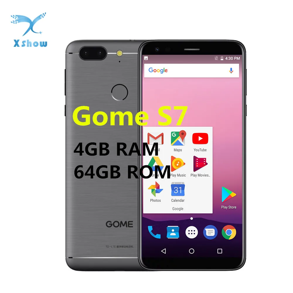 

GOME S7 Mobile phone 4GB RAM 64GB ROM 5.7 inch Smartphone MT6750T Octa-core Android 7 Dual SIM Card 4000 mAh battery Fingerprint