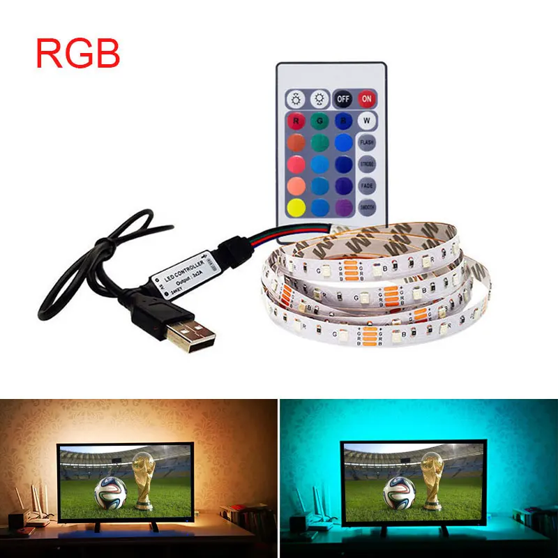 Светодиодная лента USB RGB 5 В ПК 3528 50 см 1 м-5 м не является водонепроницаемой