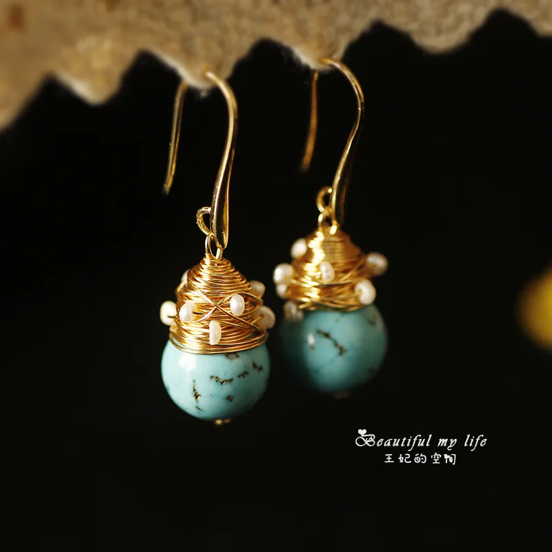

Original Handmade Natural Fresh Water Baroque Pearl Drop Earrings For Women Custom Dangle Earrings Fine Jewelry