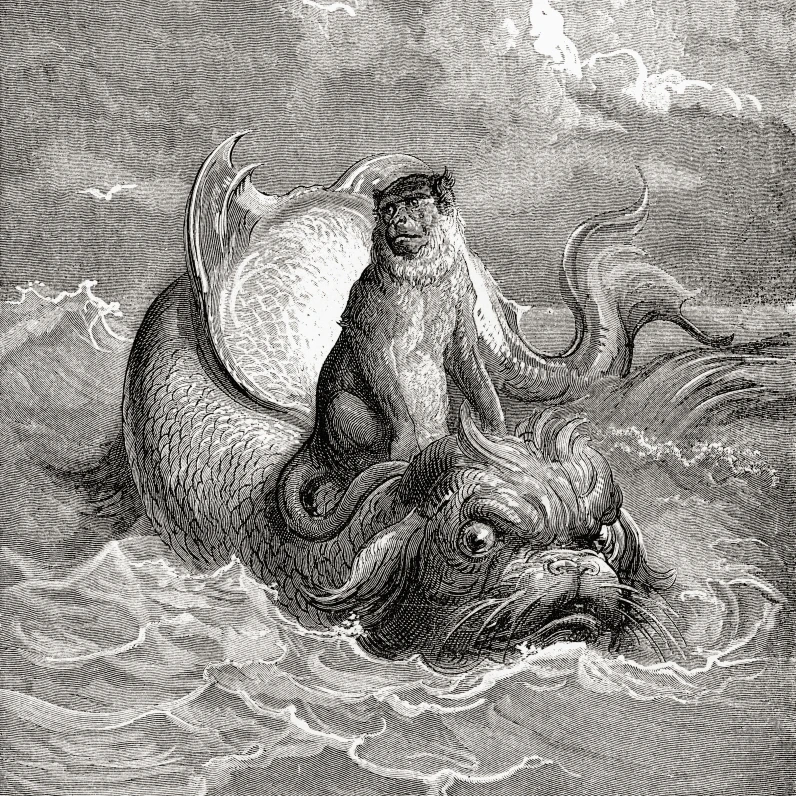 The Monkey And The Dolphin After A Work By Gustave Dore For A La Fontaine Fable From Life And Reminiscences Of Gustave 1