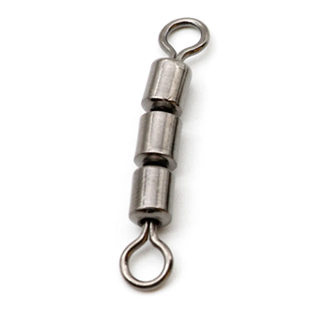 

10pcs Triple Fishing Swivels Flexible Safe High Tensile Spinning Bearing Quick Connect Stainless Steel Rolling Lightweight