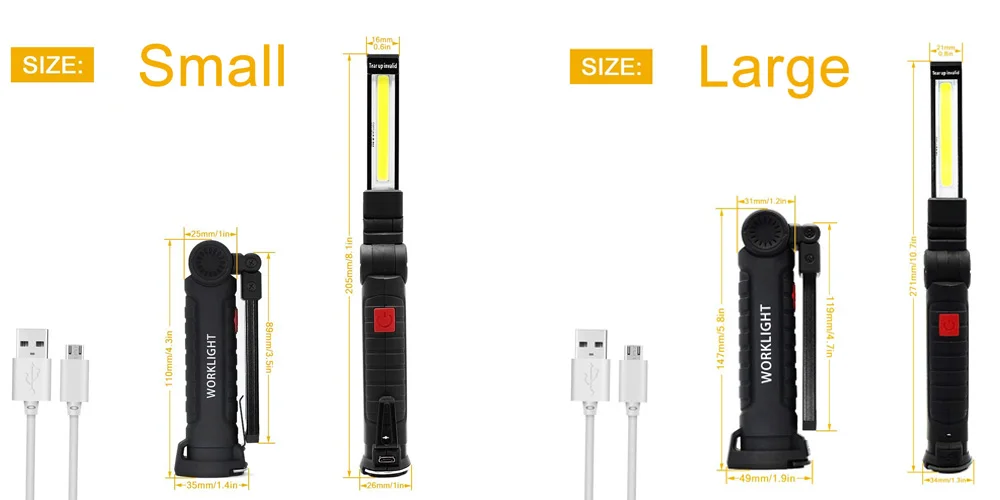 Дропшиппинг USB Перезаряжаемый светодиодный светильник-Вспышка складной COB рабочий светильник Магнитная база крюк инспекционная лампа для ремонта кемпинга