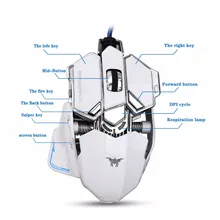 COMBATERWING – High End 4800 DPI USB Wired Professional Gaming Mouse 10 Button Breathing LED Compatibility Steelseries Mouse